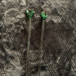 2 glass cactus swizzle sticks!